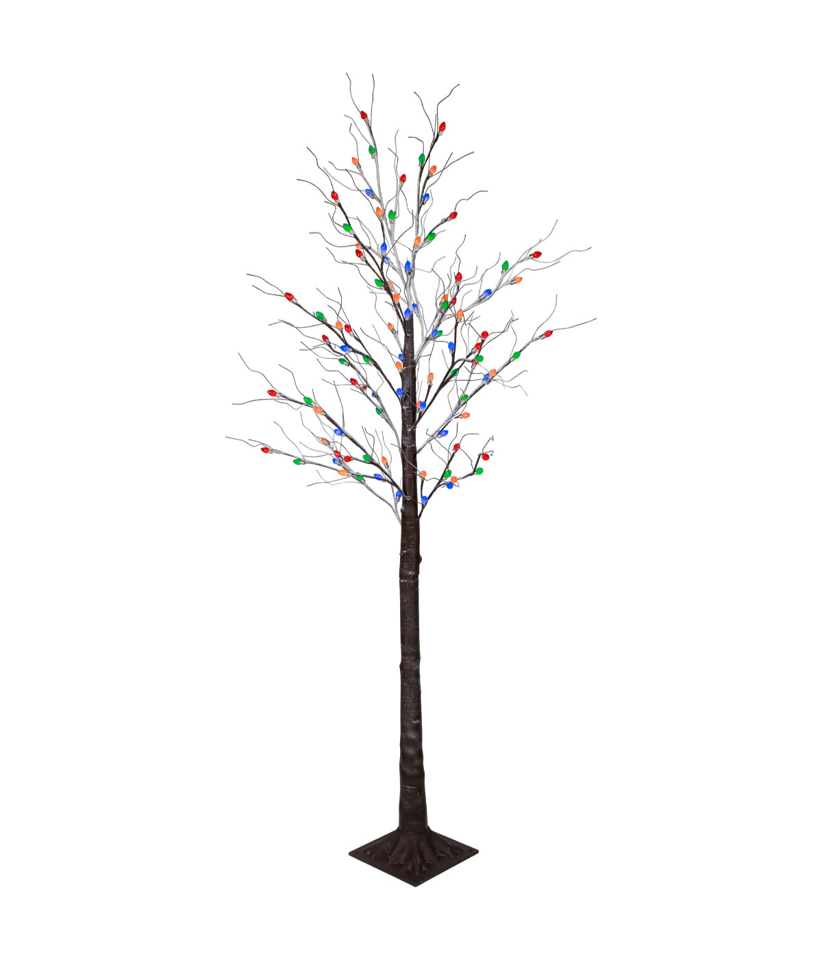  Brown Frosted Christmas Twig Tree with LED Multi-Color Lights, 6' - Brown - Bonton