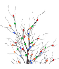 Brown Frosted Christmas Twig Tree with LED Multi-Color Lights, 6'