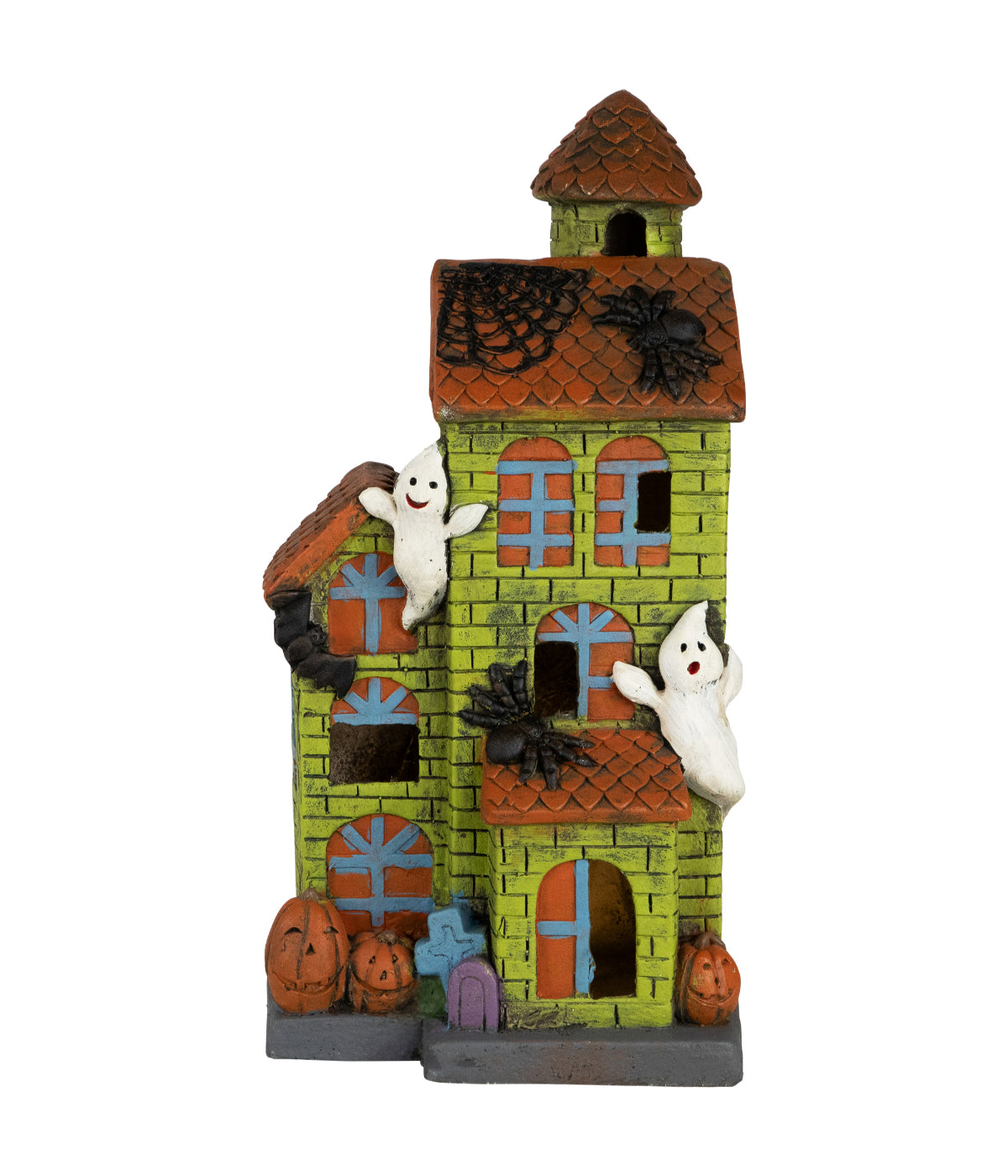  Lighted Ghostly Haunted House Halloween Decoration - Green - Bonton