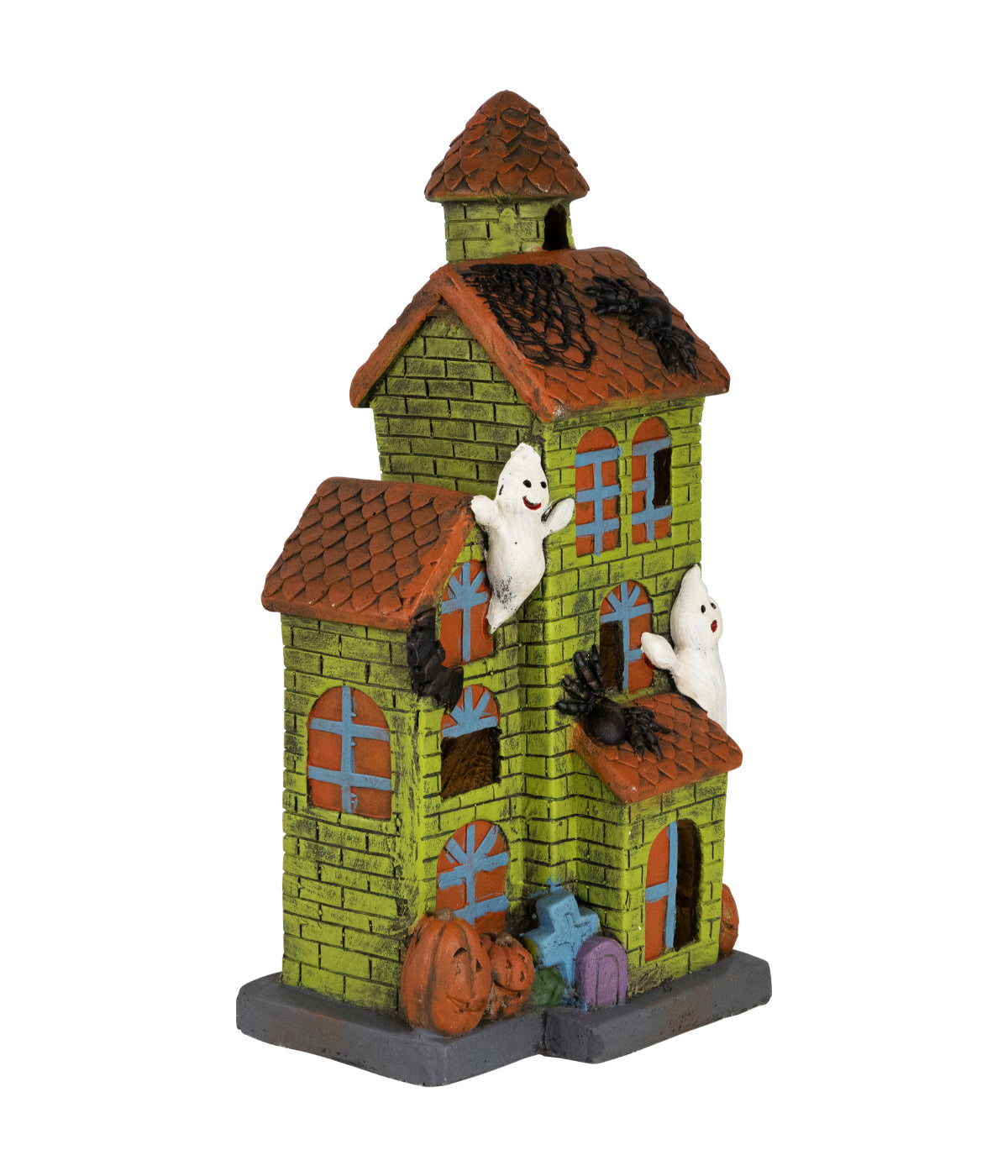  Lighted Ghostly Haunted House Halloween Decoration - Green - Bonton