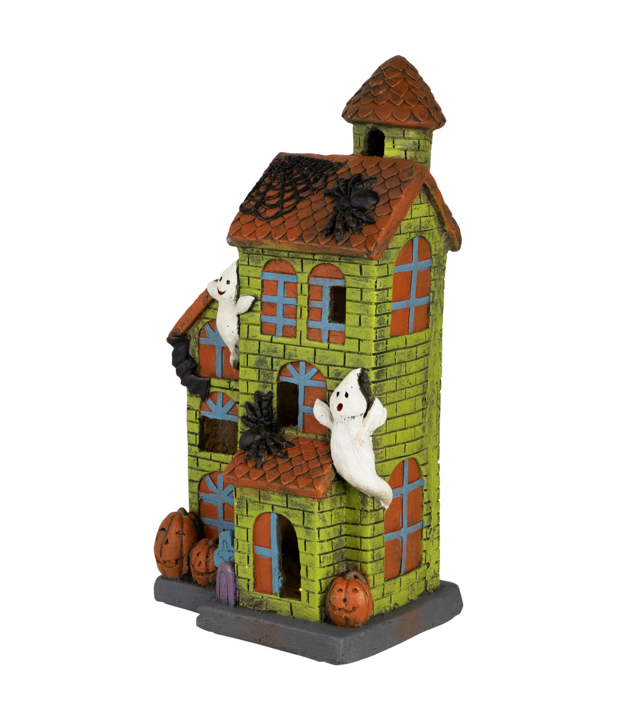  Lighted Ghostly Haunted House Halloween Decoration - Green - Bonton