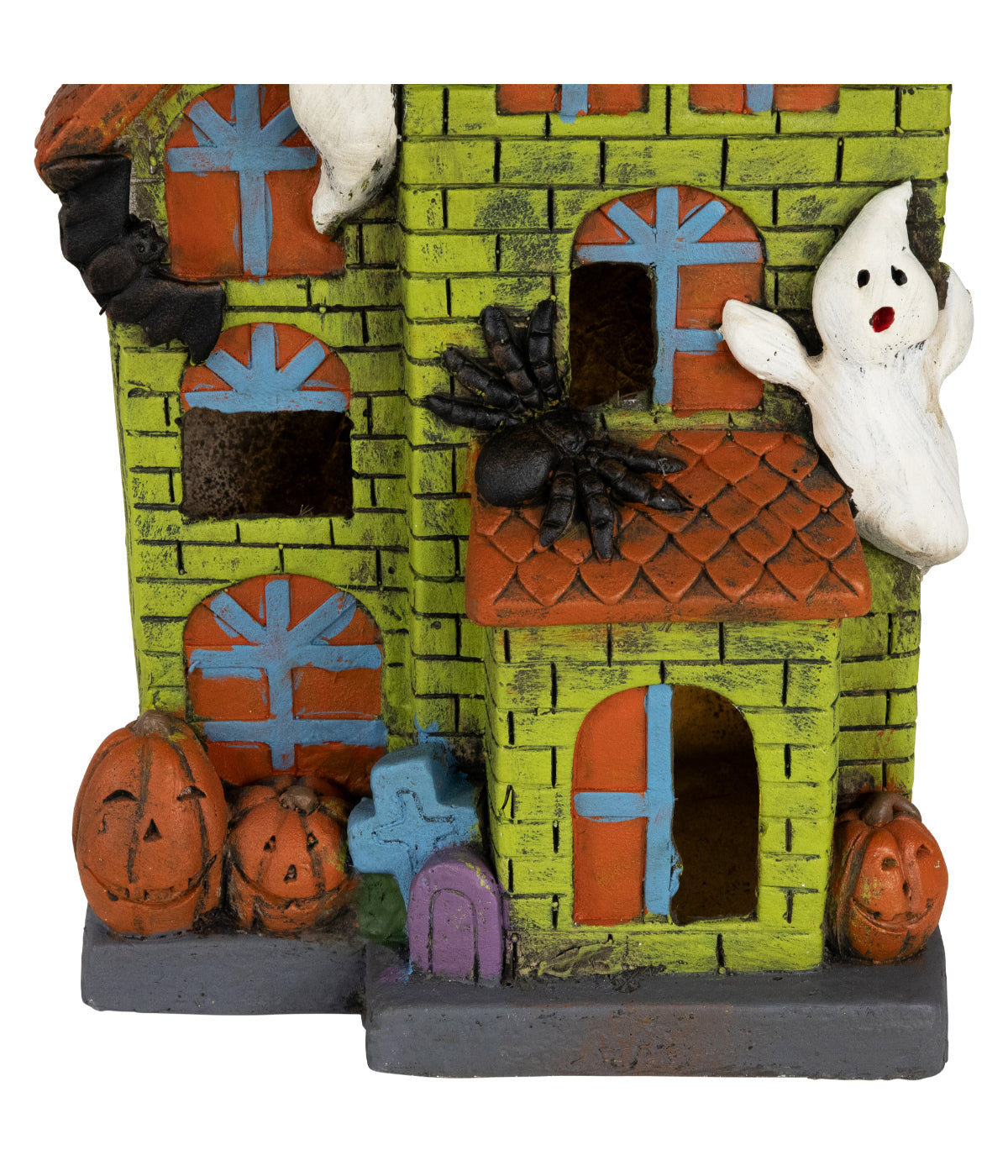  Lighted Ghostly Haunted House Halloween Decoration - Green - Bonton