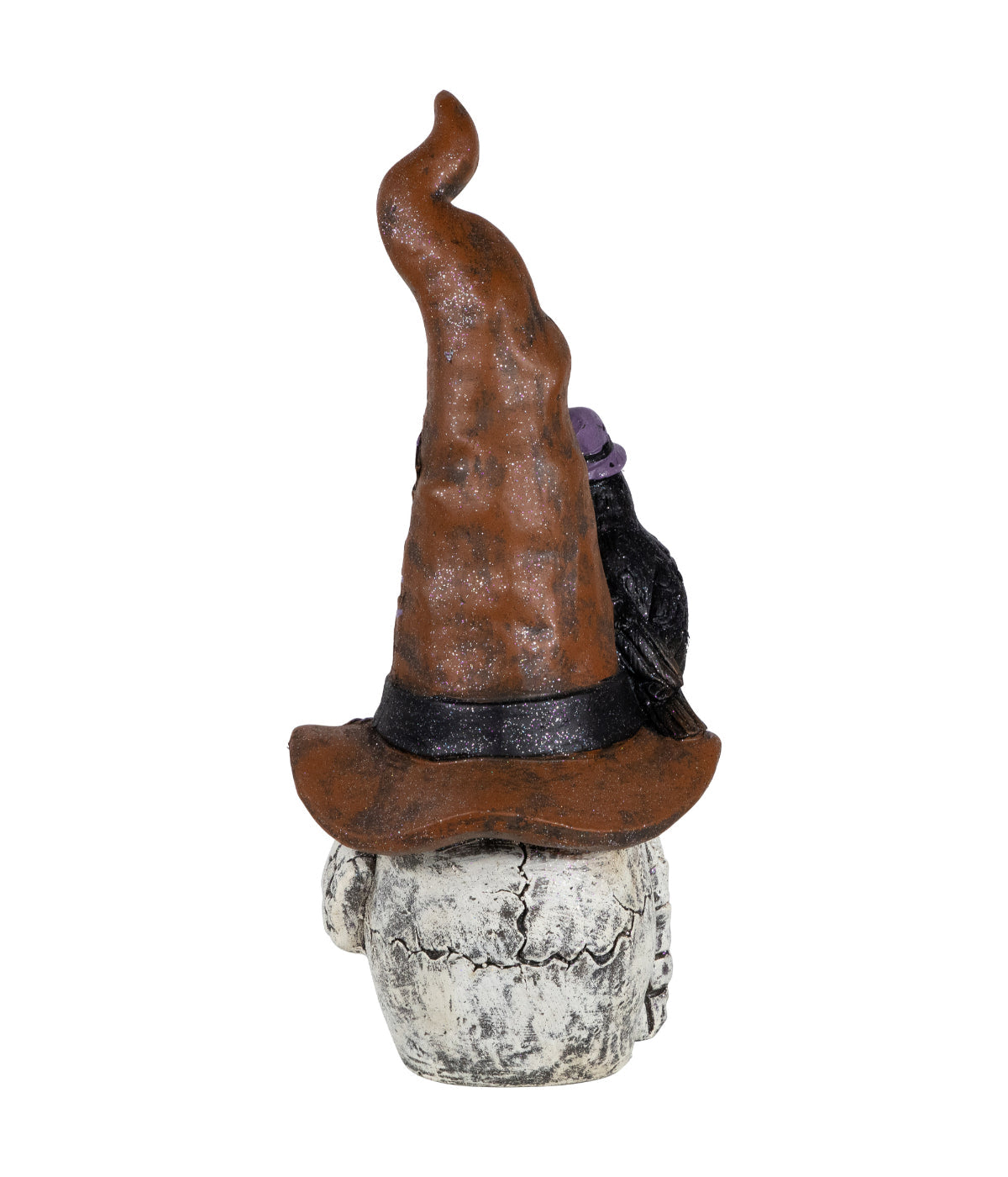  Skull in Witches Hat with Crow Halloween Decoration - White - Bonton