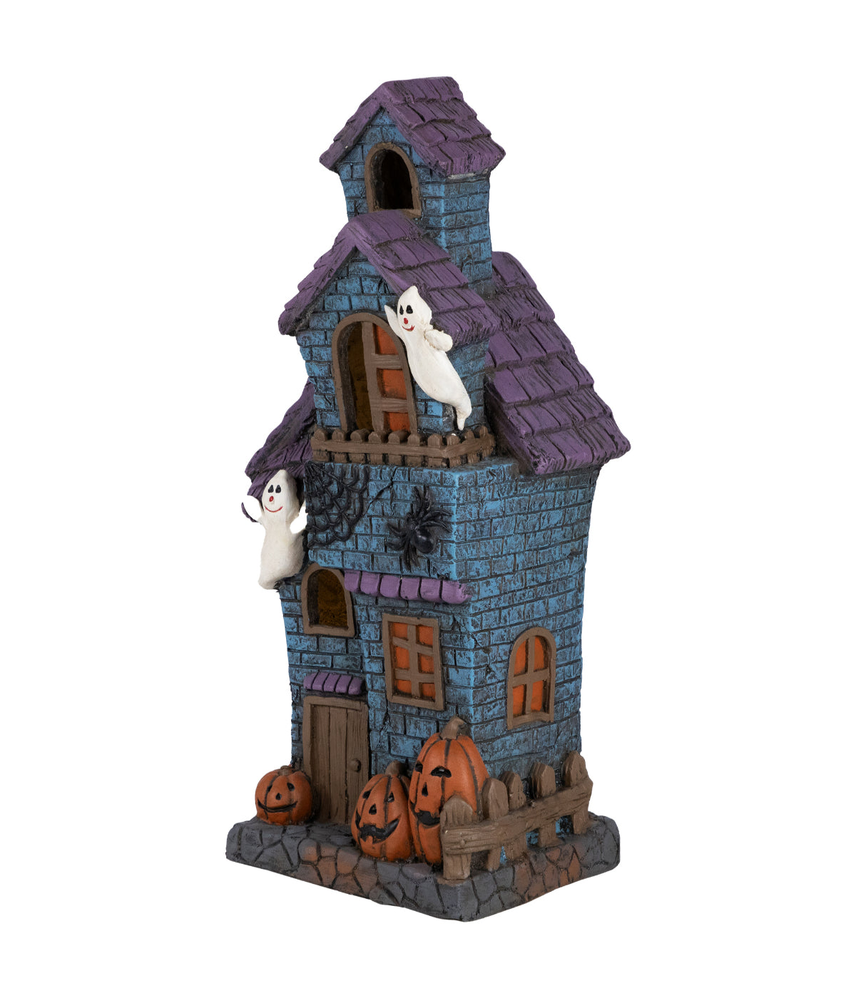  Lighted Haunted House with Ghosts Halloween Decoration - Blue - Bonton