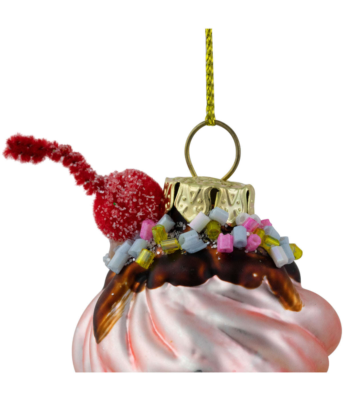  Pink & Blue Cupcake Tower Glass Christmas Ornament, 6