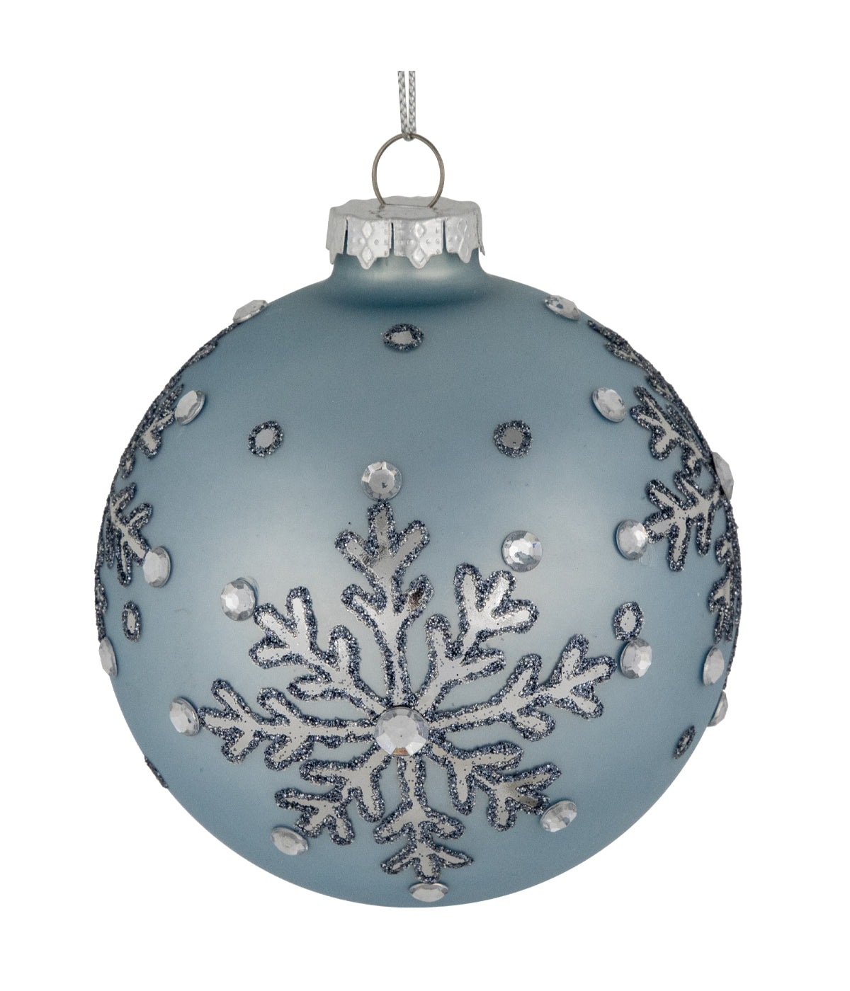  Jeweled Reflective Glass Snowflake Ornaments Set of 2 - Blue - Bonton