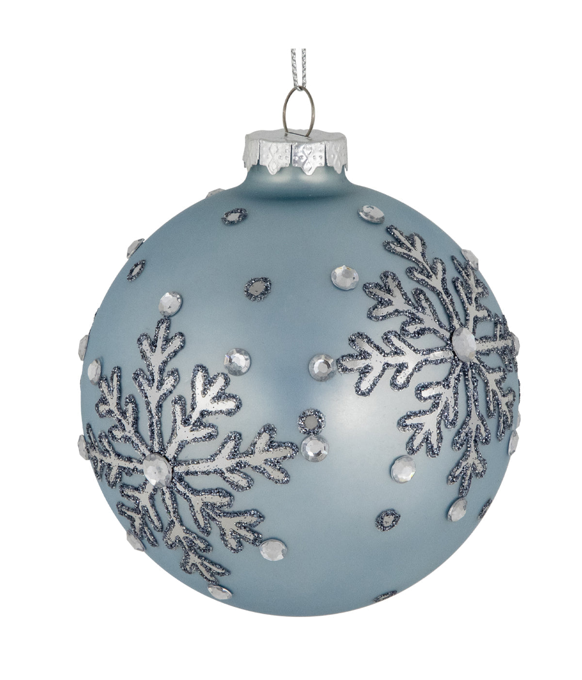  Jeweled Reflective Glass Snowflake Ornaments Set of 2 - Blue - Bonton