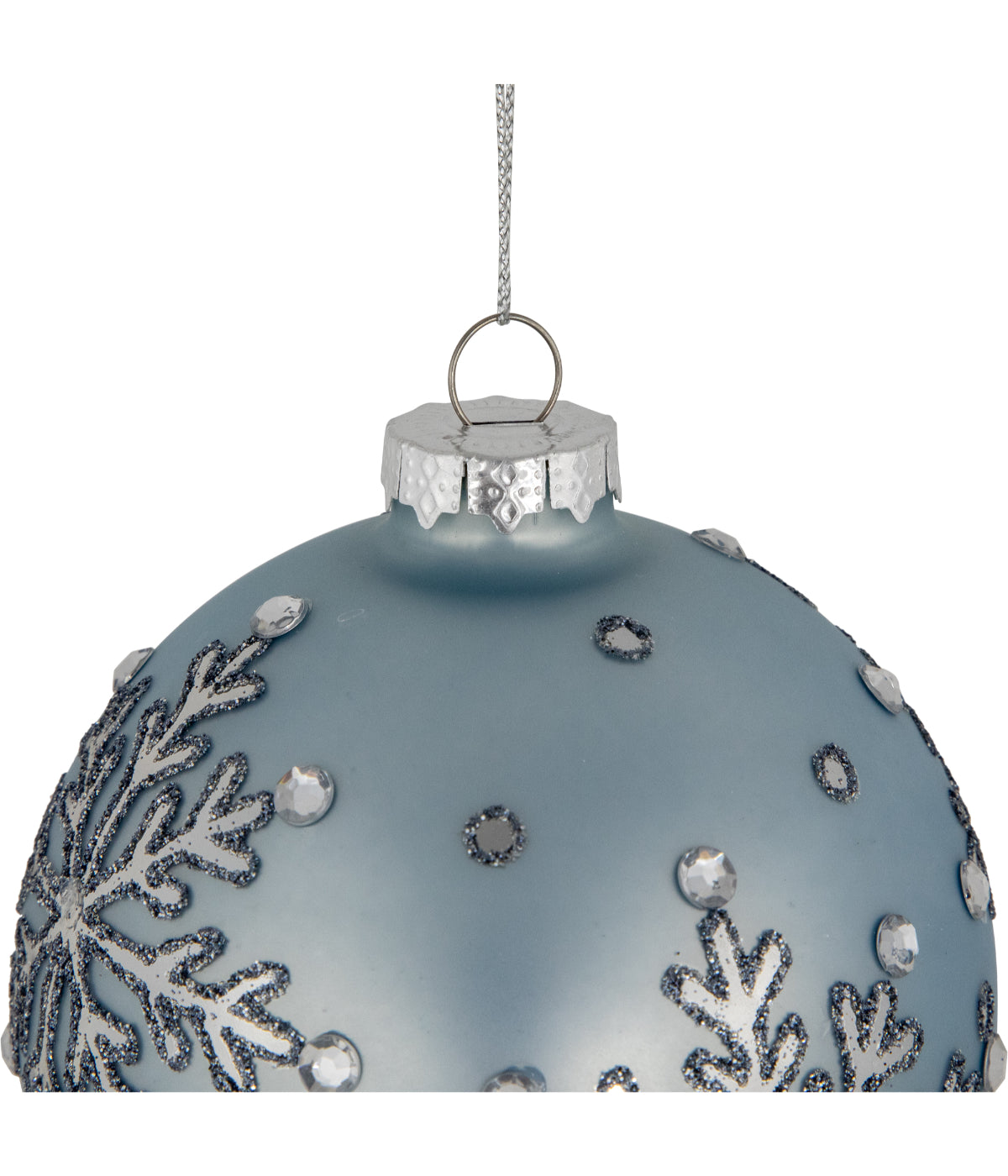  Jeweled Reflective Glass Snowflake Ornaments Set of 2 - Blue - Bonton