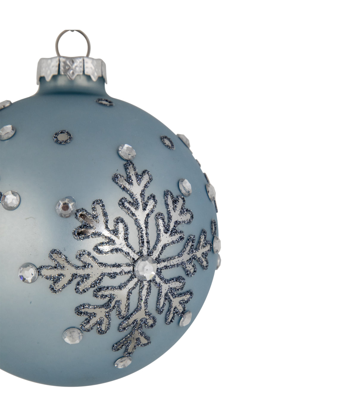  Jeweled Reflective Glass Snowflake Ornaments Set of 2 - Blue - Bonton