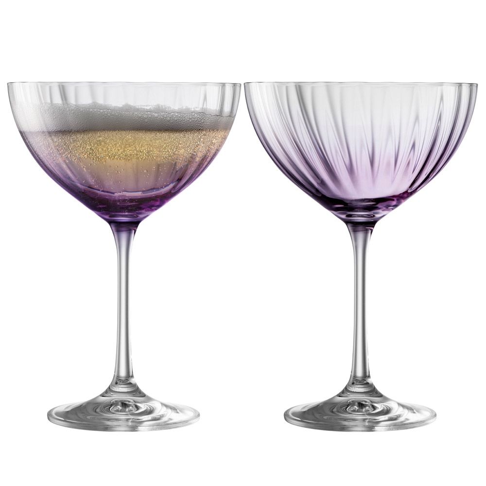  Galway Crystal Erne Colour Cocktail/Champagne Glasses Set of 2 - Amber - Bonton