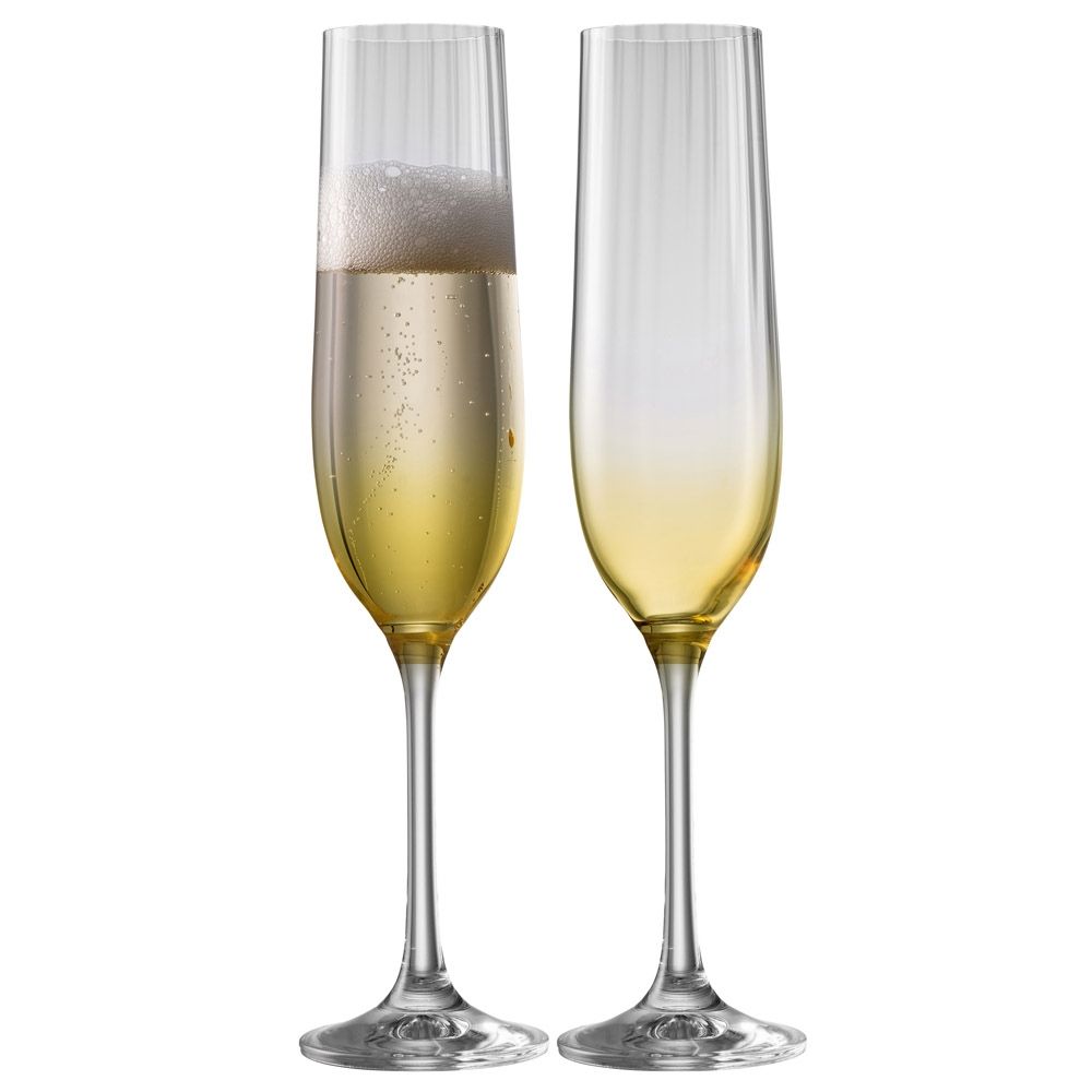  Galway Crystal Erne Colour Collection Champagne Glass Set of 2 - Amethyst - Bonton