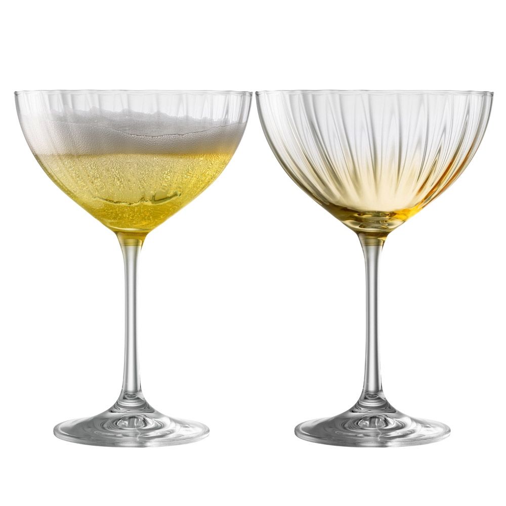  Galway Crystal Erne Colour Cocktail/Champagne Glasses Set of 2 - Aqua - Bonton