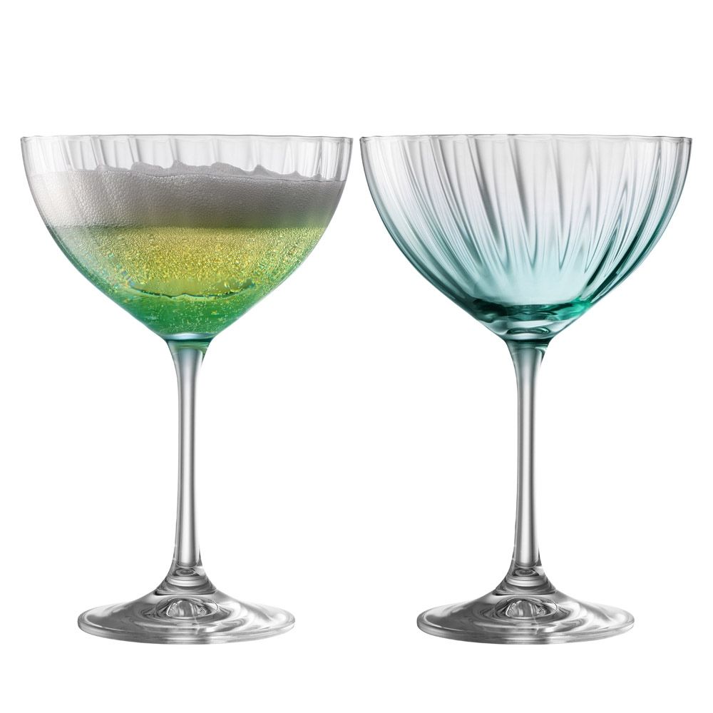  Galway Crystal Erne Colour Cocktail/Champagne Glasses Set of 2 - Amber - Bonton