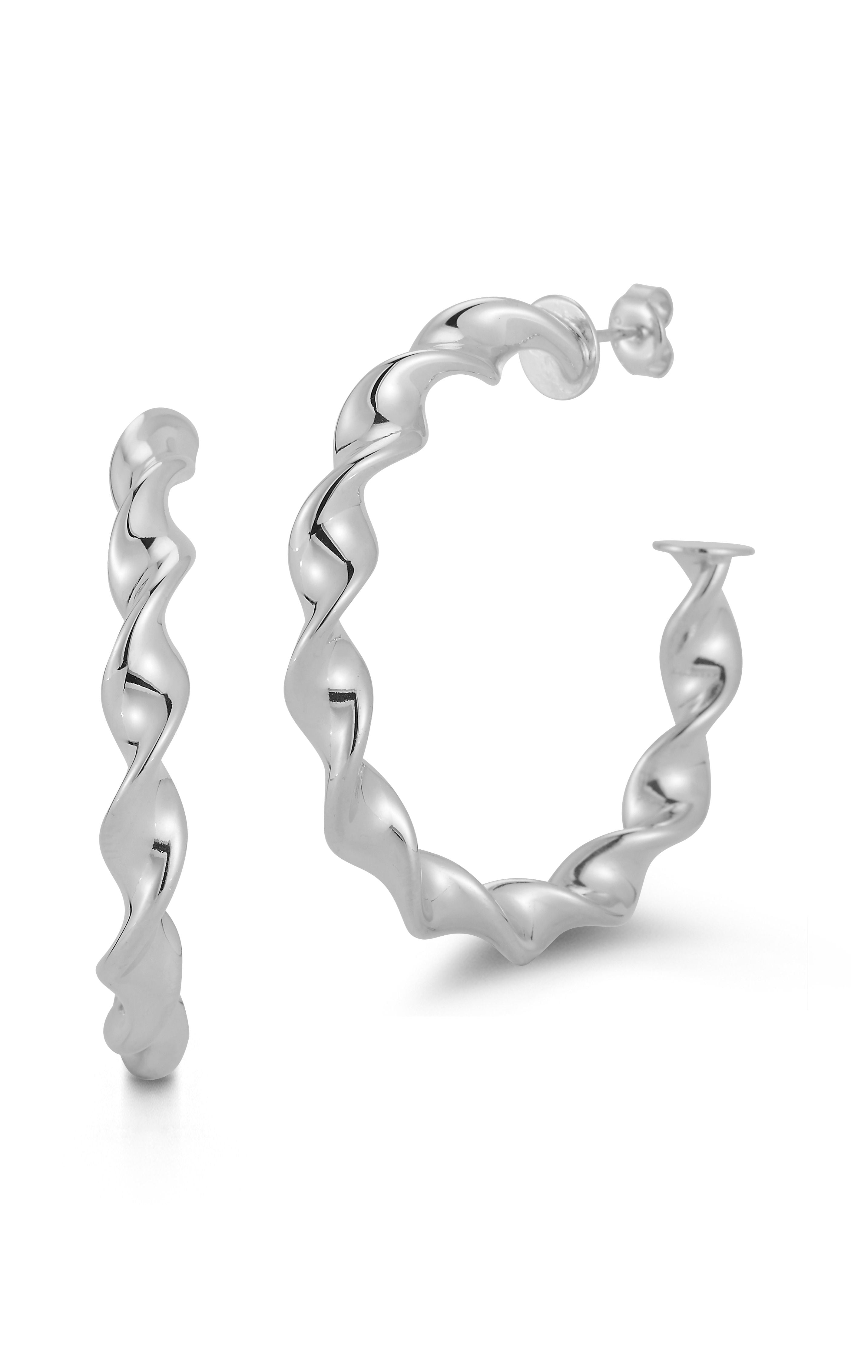  Relativity Large Twist Hoop Earrings - Silver - Bonton