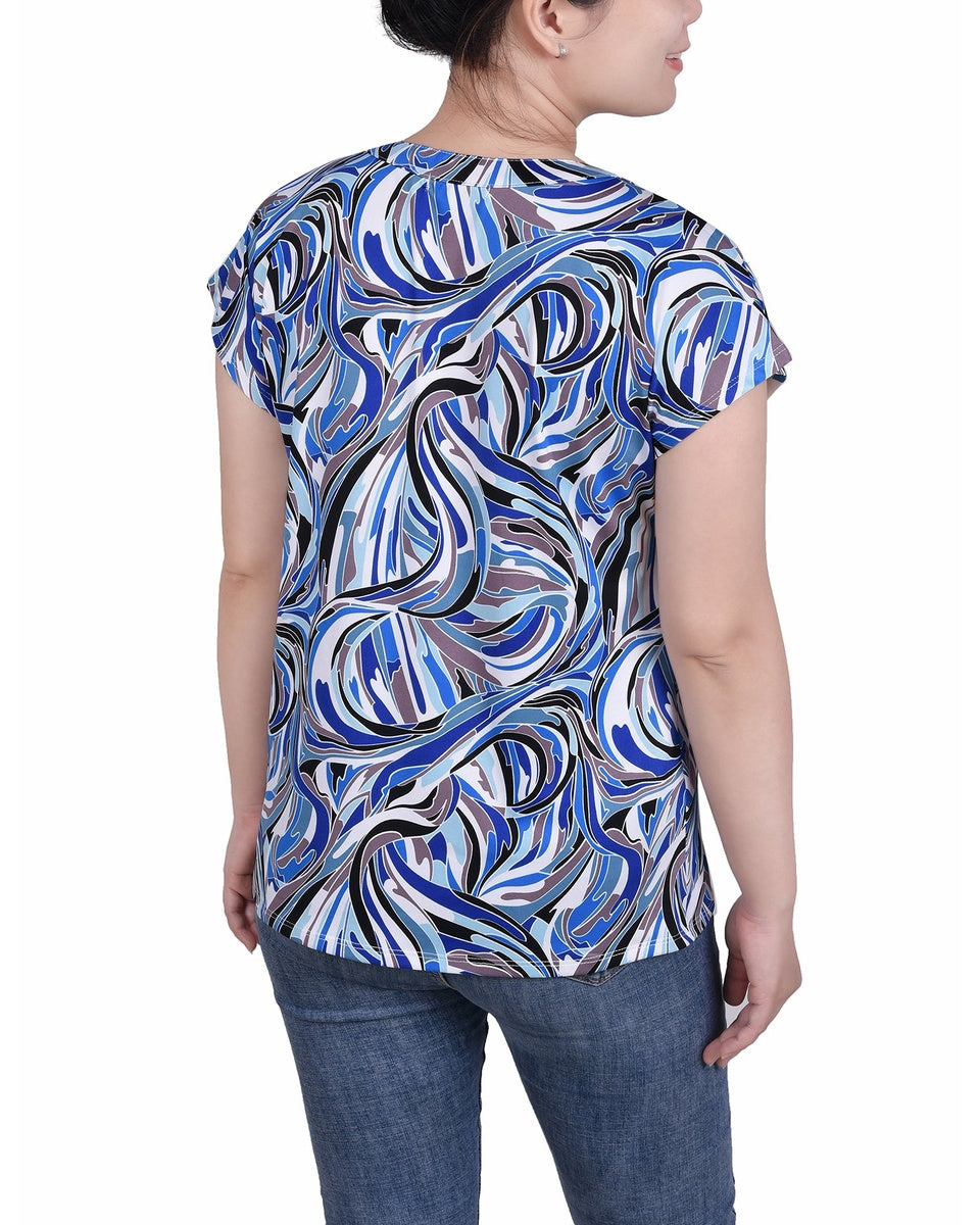  NY Collection Extended Sleeve Top With Grommets - Nice Icemoon - Bonton
