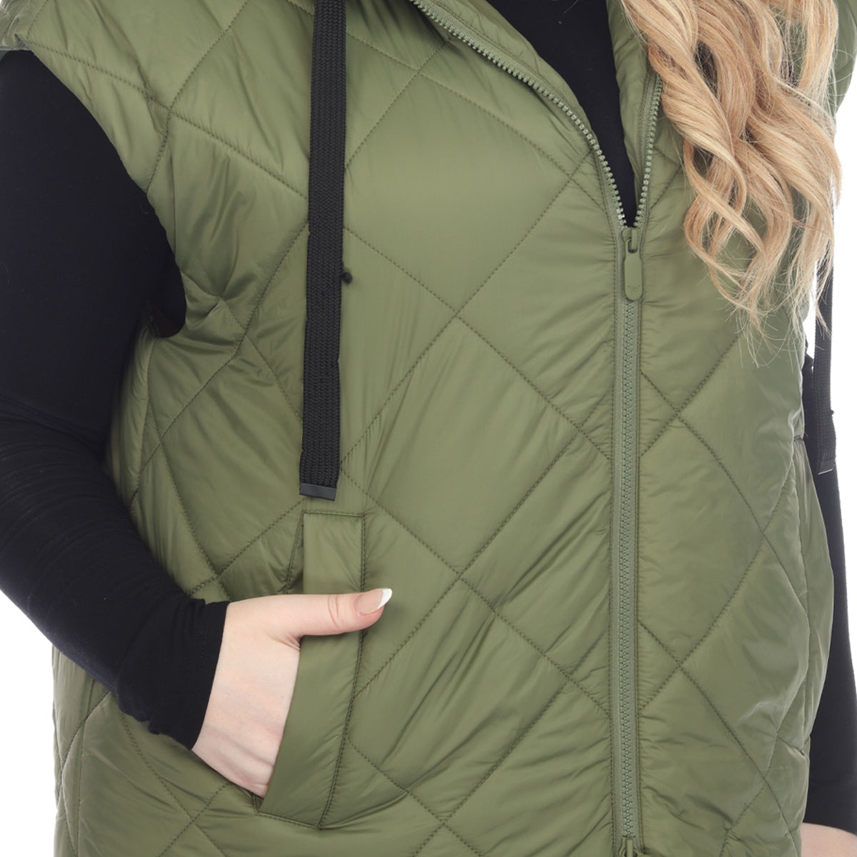  White Mark Plus Size Diamond Quilted Hooded Puffer Vest - 1X - Bonton