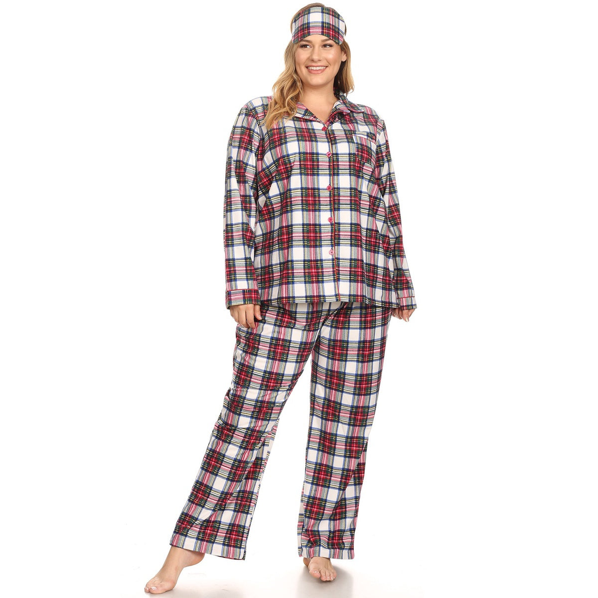  White Mark Plus Size Three-Piece Pajama Set - 4X - Bonton