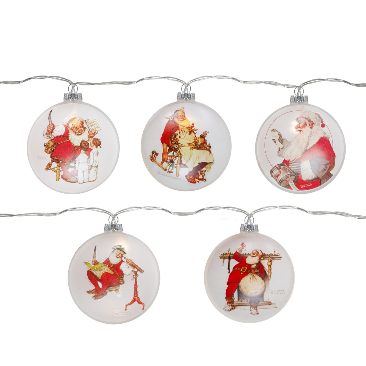  Northlight Set of 5 Glass Norman Rockwell Christmas Disc Lights - Default Title - Bonton