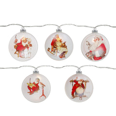 Set of 5 Glass Norman Rockwell Christmas Disc Lights