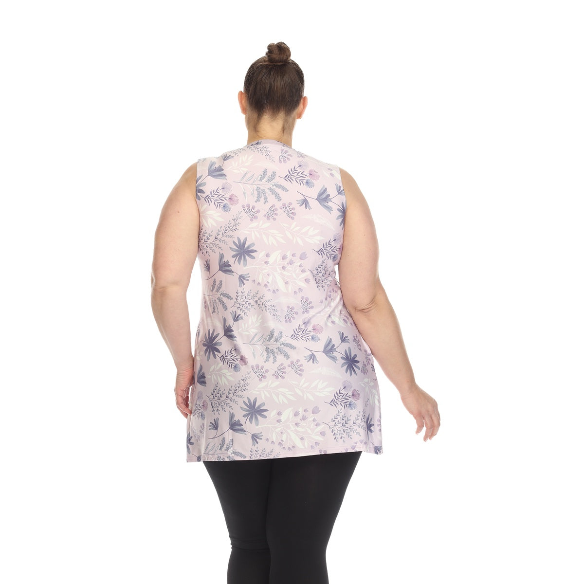  White Mark Plus Size Floral Sleeveless Tunic Top - 1X - Bonton