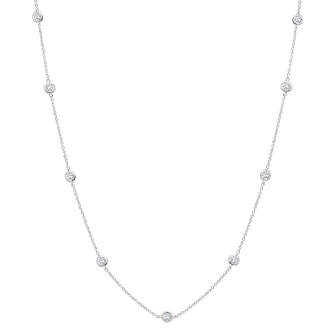 36" Station Bezel Necklace in Platinum