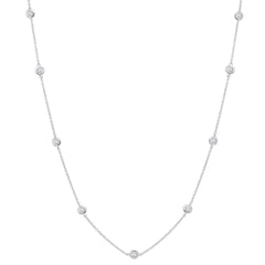 36" Station Bezel Necklace in Platinum