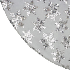 20" White and Silver Sequin Snowflake Mini Christmas Tree Skirt