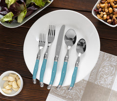 Laguiole 20 Piece Stainless Steel Flatware Set, Service for 4, Aegean Teal