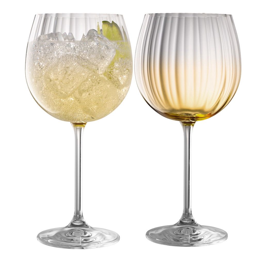  Galway Crystal Erne Colour Gin & Tonic Glasses Set of 2 - Blush - Bonton