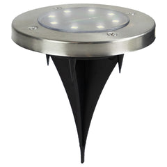 Set of 8 Stainless Steel Round Solar Powered LED Pathway Markers  5"