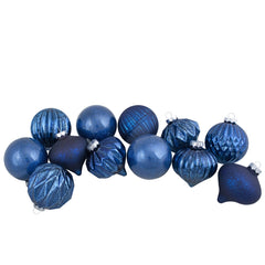 Finial and Glass Ball Christmas Ornaments - 3.25" - Royal Blue - Set of 12