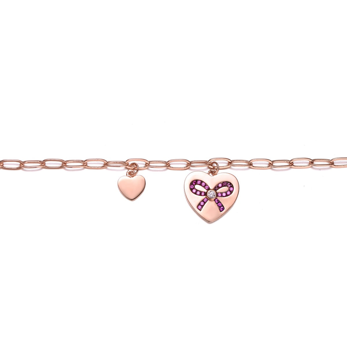  Rachel Glauber Teen/Young Adults 18K Rose Gold Plated With Heart Charms Adjustable Bracelet - Default Title - Bonton