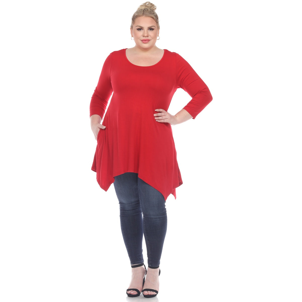  White Mark Plus Size Makayla Tunic Top - 1X - Bonton