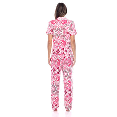 Women's Short Sleeve & Pants Tropical Pajama Set