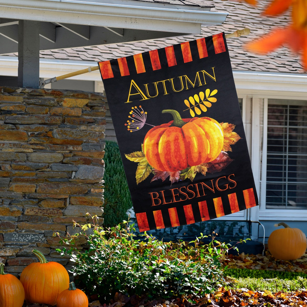  Northlight Autumn Blessings and Pumpkin Fall Harvest Outdoor House Flag - 40