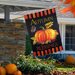 Autumn Blessings and Pumpkin Fall Harvest Outdoor House Flag - 40" X 28"