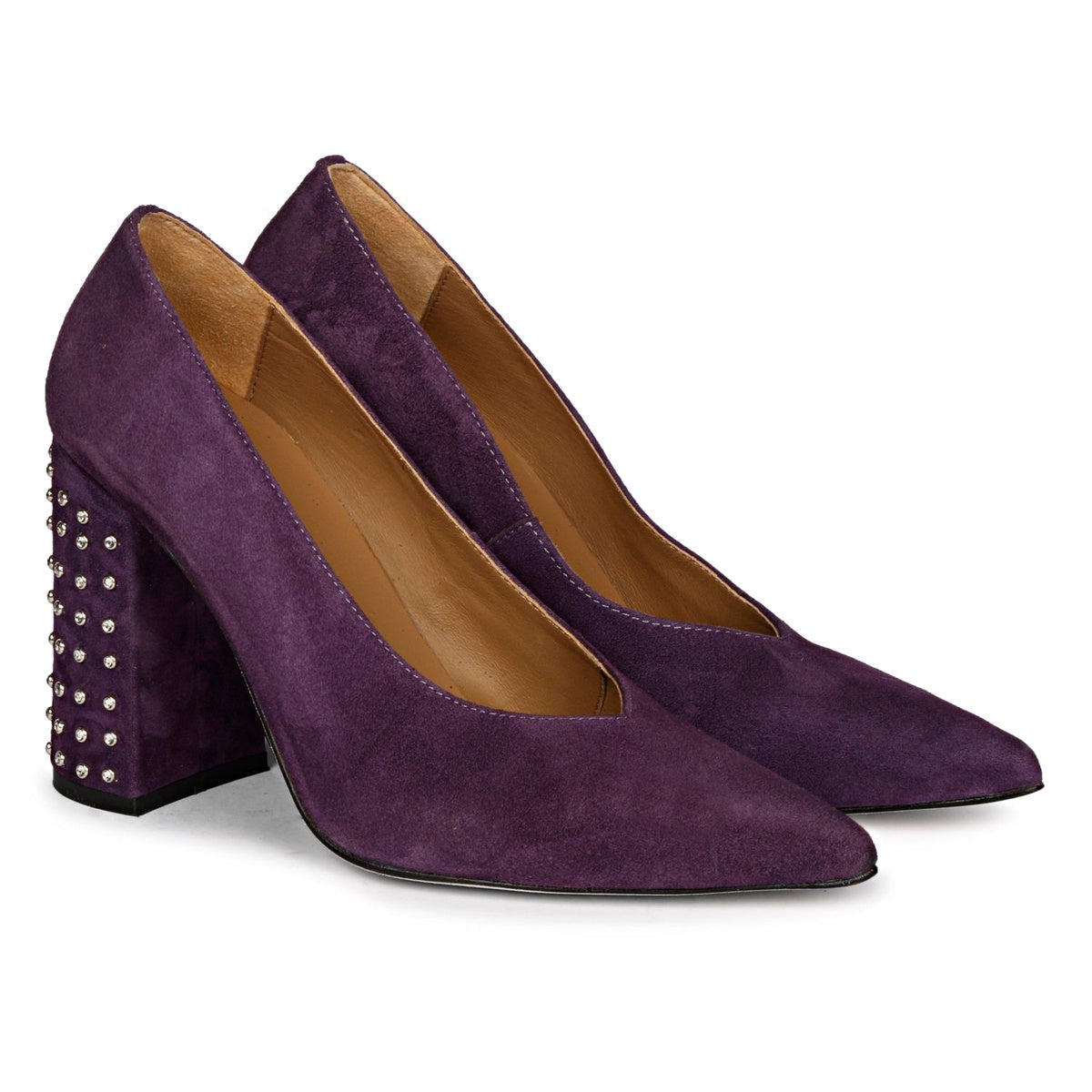  Saint G Pamina Suede Purple Studded Pumps - PURPLE - Bonton