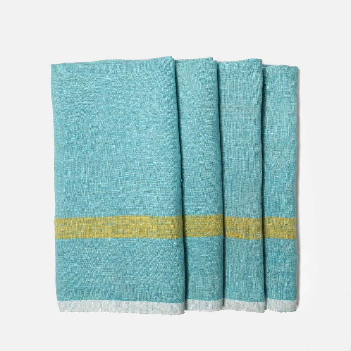  Caravan Laundered Linen Napkins, Set of 4 - Lime & Grey - Bonton