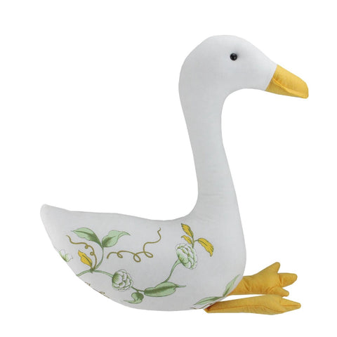 Plush Floral Goose Decoration - 16" - White and Yellow