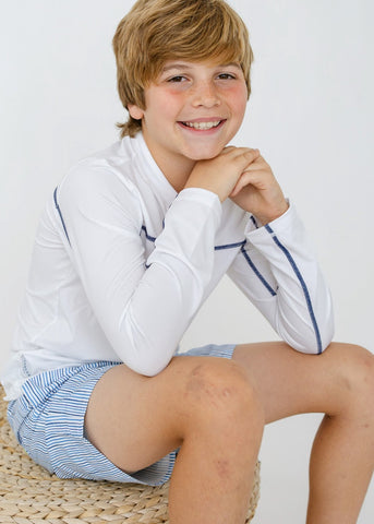 Boys White Sport Zip Top