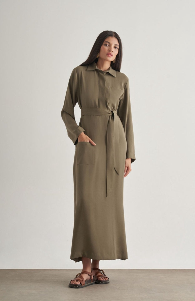  Mizalle Mizalle Shirt Dress - Khaki - Bonton