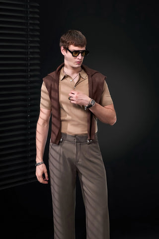 Kingsley Side-Tab Trousers BROWN