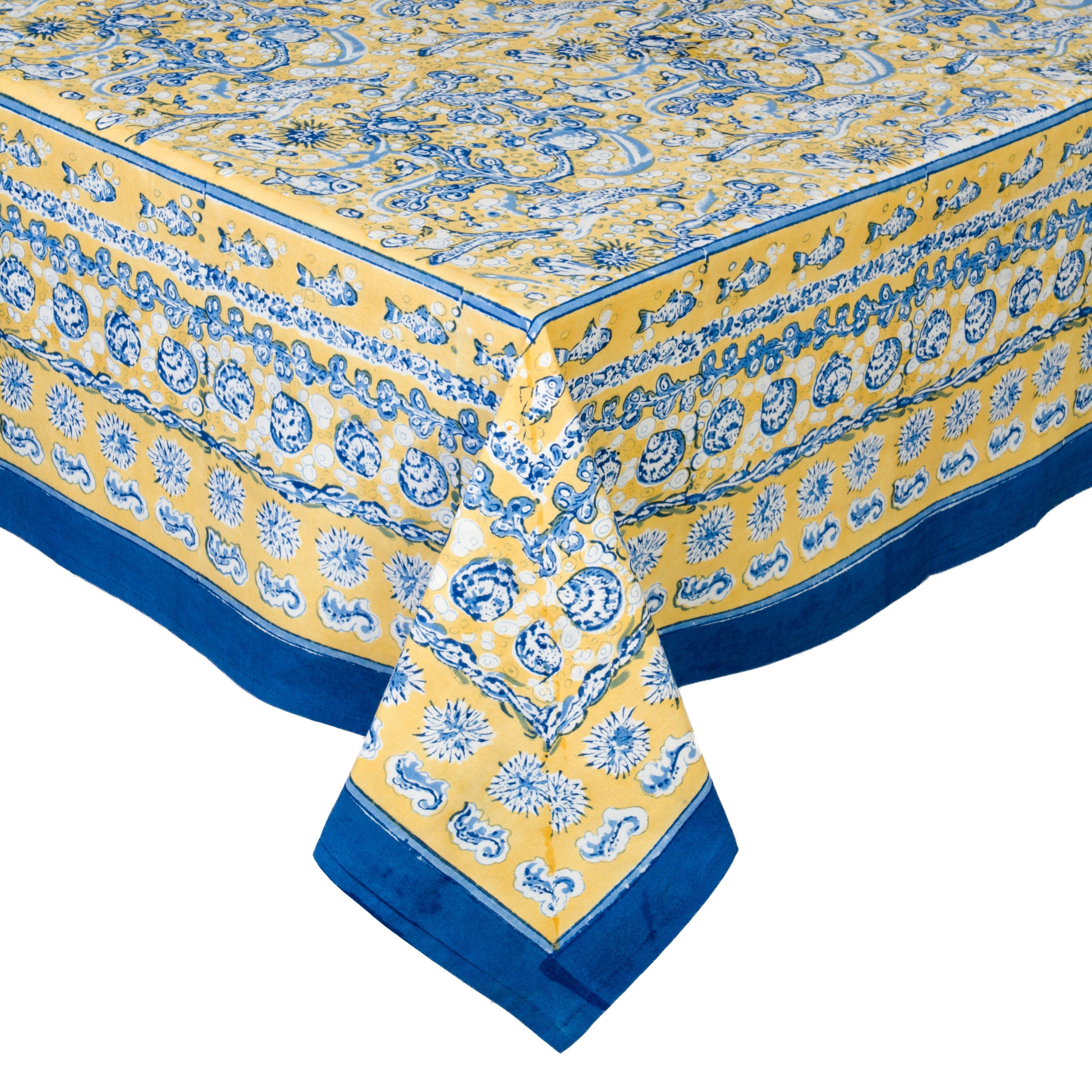  Couleur Nature La Mer Blue/Yellow Tablecloth - Blue/Yellow - Bonton