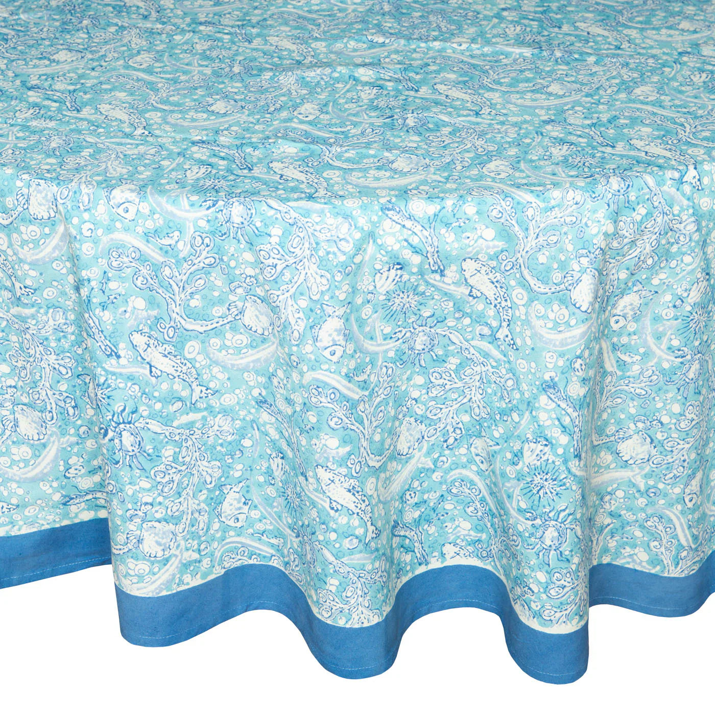  Couleur Nature La Mer Aqua Tablecloth - Aqua - Bonton