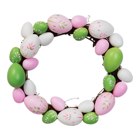 Easter Egg Grapevine Wreath - 10" - Pink and Green
