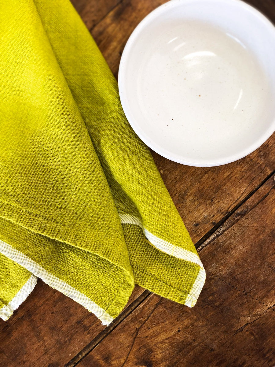  Caravan Chunky Linen Towels, Set of 2 - Moss Green - Bonton