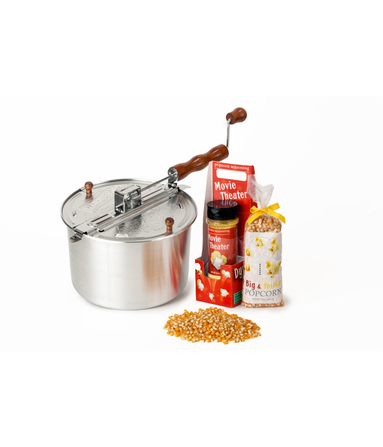 Wabash Valley Farms Kernel Comfort Kit Stainless Steel Whirley Pop Popcorn Maker Set