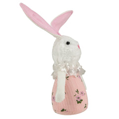 11" Pink Spring Floral Easter Bunny Figure