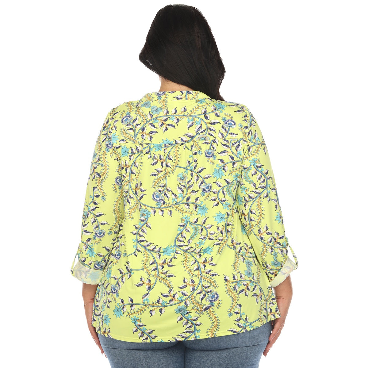  White Mark Plus Size Paisley Button Front Tunic Top - 1X - Bonton