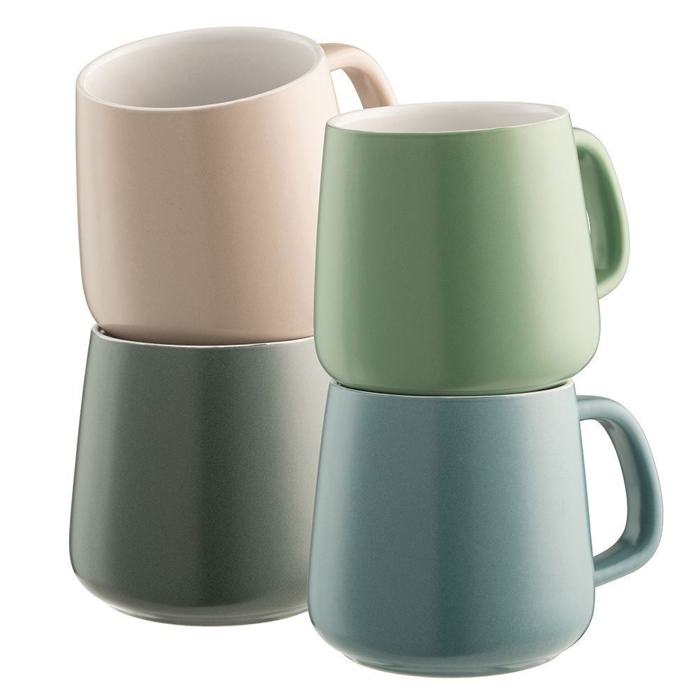  Belleek Living Air & Water Mugs Set of 4 - Blue/Green/Pink/Grey - Bonton